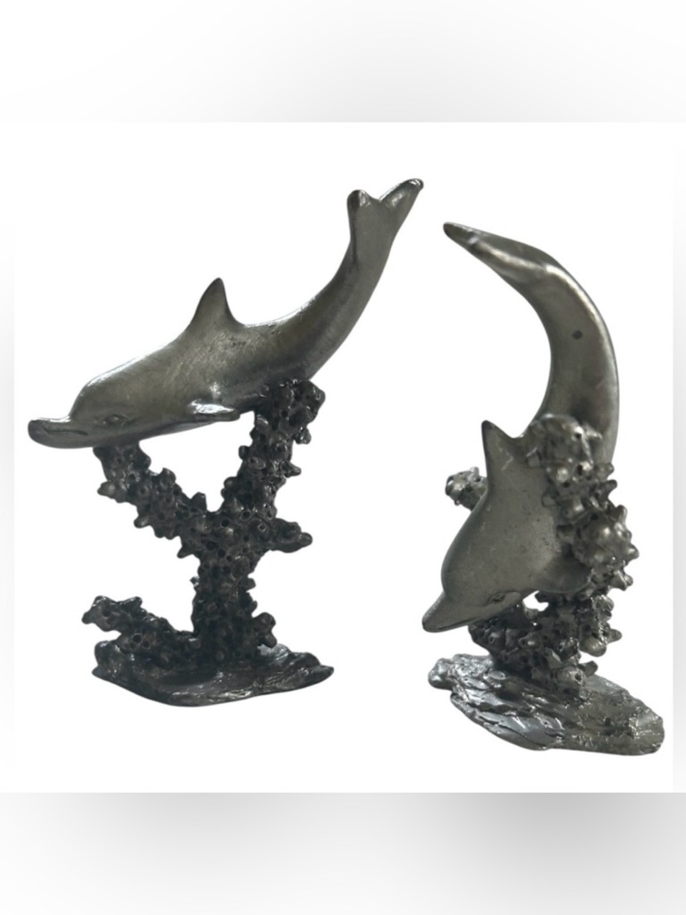 VINTAGE PEWTER DOLPHIN FIGURINES